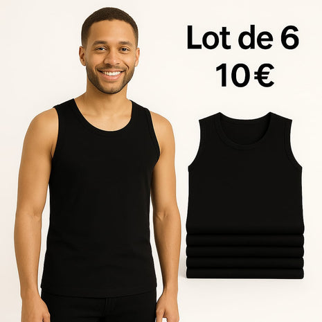 Lot de 6 Débardeurs – Blanc, Gris et Noir