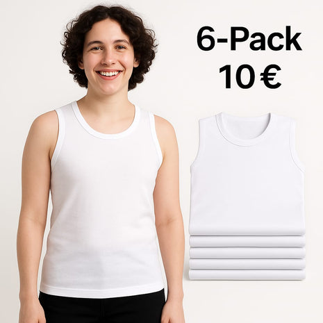 Lot de 6 Débardeurs – Blanc, Gris et Noir