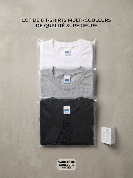 6 T-shirts – Couleurs au choix –  13,99 €