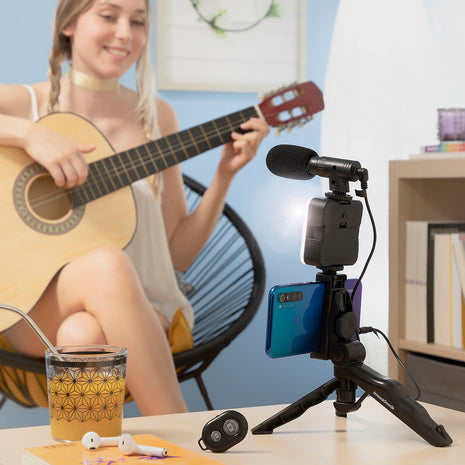 Kit Vlogging avec Lumière, Micro y Télécommande Plodni